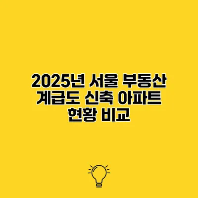 2025년 서울 부동산 계급도 신축 아파트 현황 비교