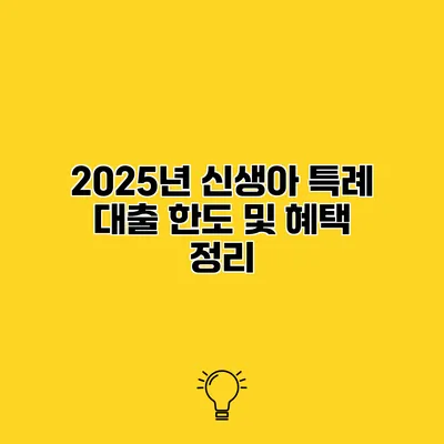 2025년 신생아 특례 대출 한도 및 혜택 정리