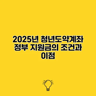 2025년 청년도약계좌 정부 지원금의 조건과 이점