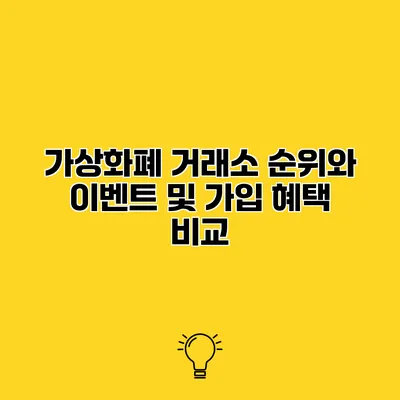 가상화폐 거래소 순위와 이벤트 및 가입 혜택 비교