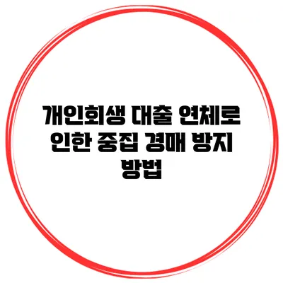 개인회생 대출 연체로 인한 중집 경매 방지 방법