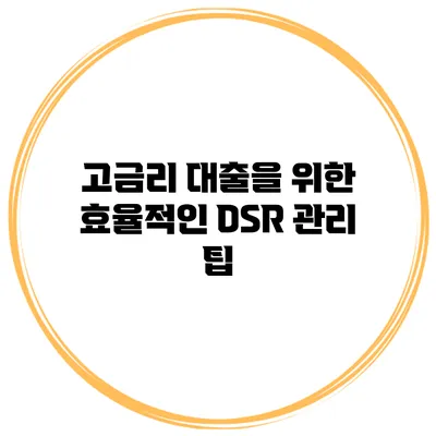 고금리 대출을 위한 효율적인 DSR 관리 팁