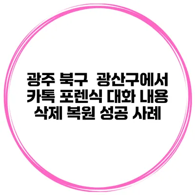 광주 북구 / 광산구에서 카톡 포렌식 대화 내용 삭제 복원 성공 사례
