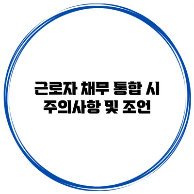 근로자 채무 통합 시 주의사항 및 조언