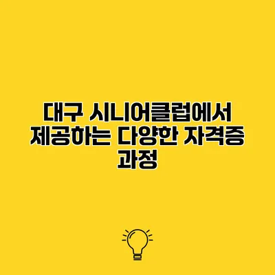 대구 시니어클럽에서 제공하는 다양한 자격증 과정