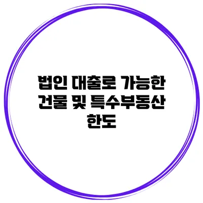 법인 대출로 가능한 건물 및 특수부동산 한도