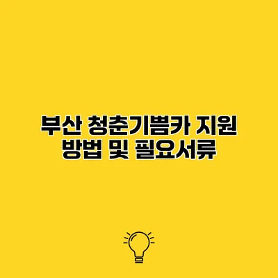 부산 청춘기쁨카 지원 방법 및 필요서류