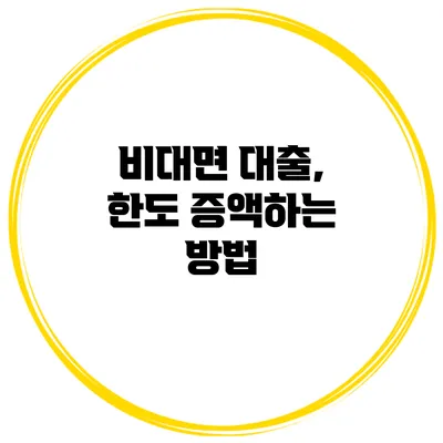 비대면 대출, 한도 증액하는 방법