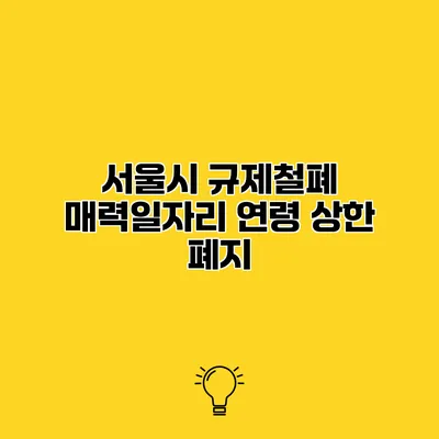 서울시 규제철폐 매력일자리 연령 상한 폐지
