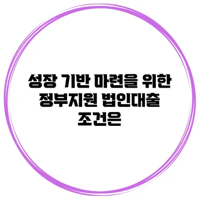 성장 기반 마련을 위한 정부지원 법인대출 조건은?