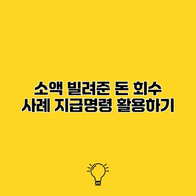 소액 빌려준 돈 회수 사례 지급명령 활용하기