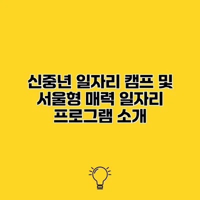 신중년 일자리 캠프 및 서울형 매력 일자리 프로그램 소개