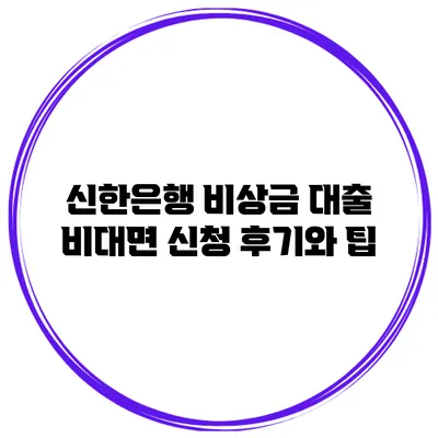 신한은행 비상금 대출 비대면 신청 후기와 팁