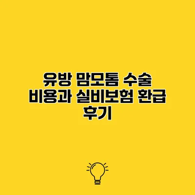 유방 맘모톰 수술 비용과 실비보험 환급 후기