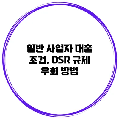 일반 사업자 대출 조건, DSR 규제 우회 방법