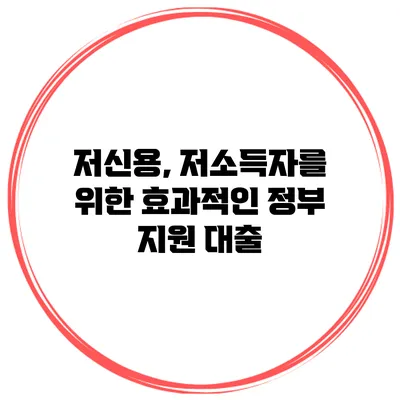 저신용, 저소득자를 위한 효과적인 정부 지원 대출