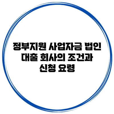 정부지원 사업자금 법인 대출 회사의 조건과 신청 요령