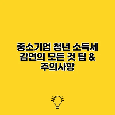 중소기업 청년 소득세 감면의 모든 것 팁 & 주의사항