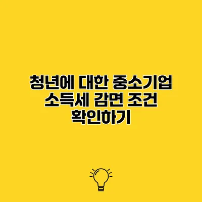청년에 대한 중소기업 소득세 감면 조건 확인하기