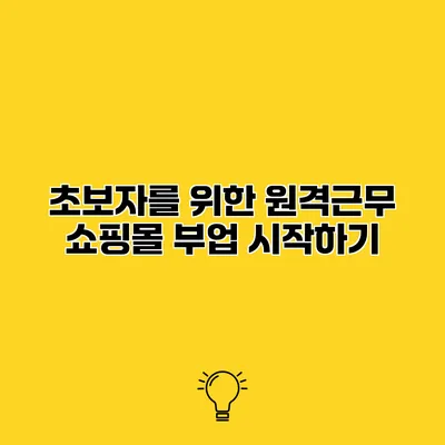 초보자를 위한 원격근무 쇼핑몰 부업 시작하기