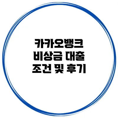 카카오뱅크 비상금 대출 조건 및 후기