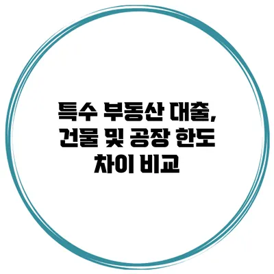 특수 부동산 대출, 건물 및 공장 한도 차이 비교