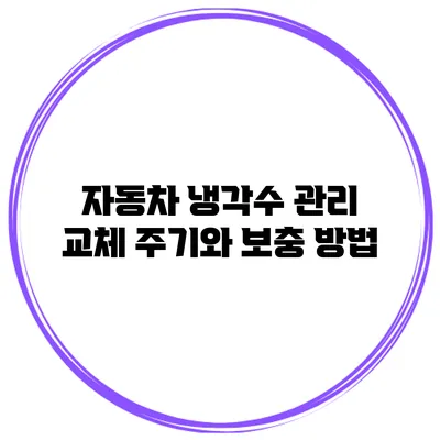 자동차 냉각수 관리 교체 주기와 보충 방법