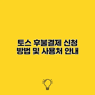 토스 후불결제 신청 방법 및 사용처 안내